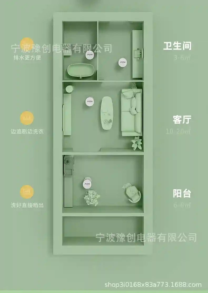 Tidesmit semi-automatic portable washing machine with drainage for socks and underwear in a compact dormitory design.
