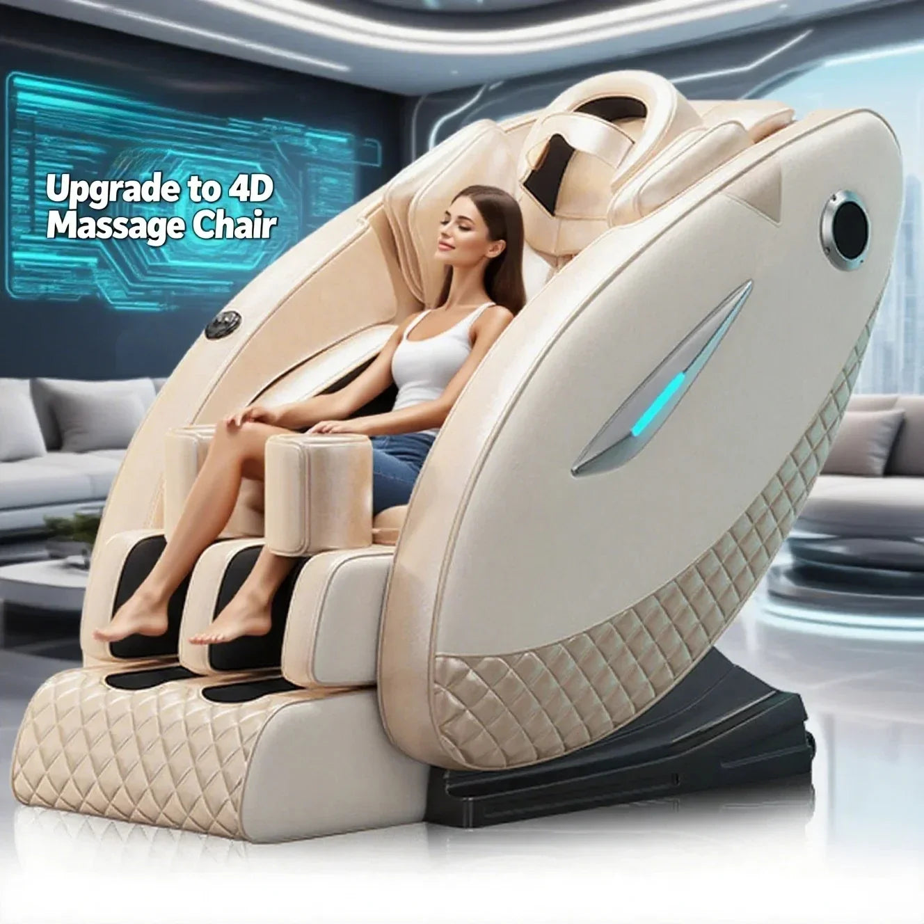 4D Full Body Massage Chair with Zero Gravity Shiatsu - Tidesmit Massage Chairs Beige 1 Tidesmit