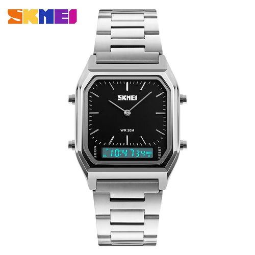 SKMEI 1220 Digital Quartz Watch for Men Sports Chronograph Waterproof Stainless Steel Shockproof Mens Wristwatches Reloj Hombre