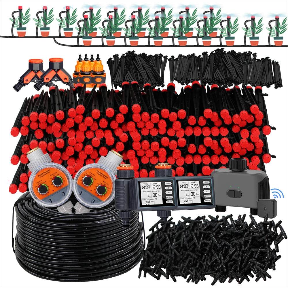 50-5M Automatic Garden Irrigation System Adjustable 13cm Sprinkler Smart Timer Greenhouse Yard Watering Kit Strong Flux