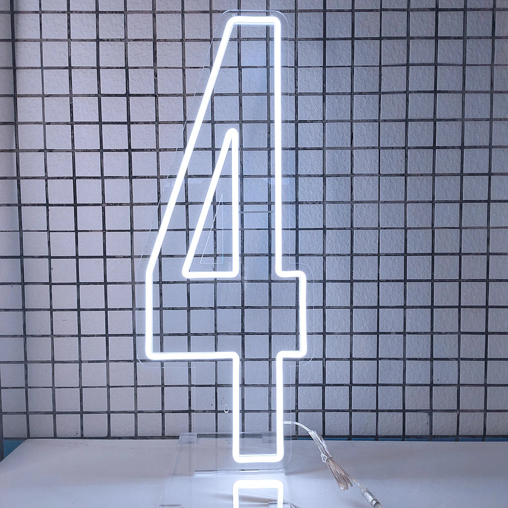LED Neon Number Sign for Weddings | Customizable Event Lighting 76-100cm number 4 China Mainland Tidesmit