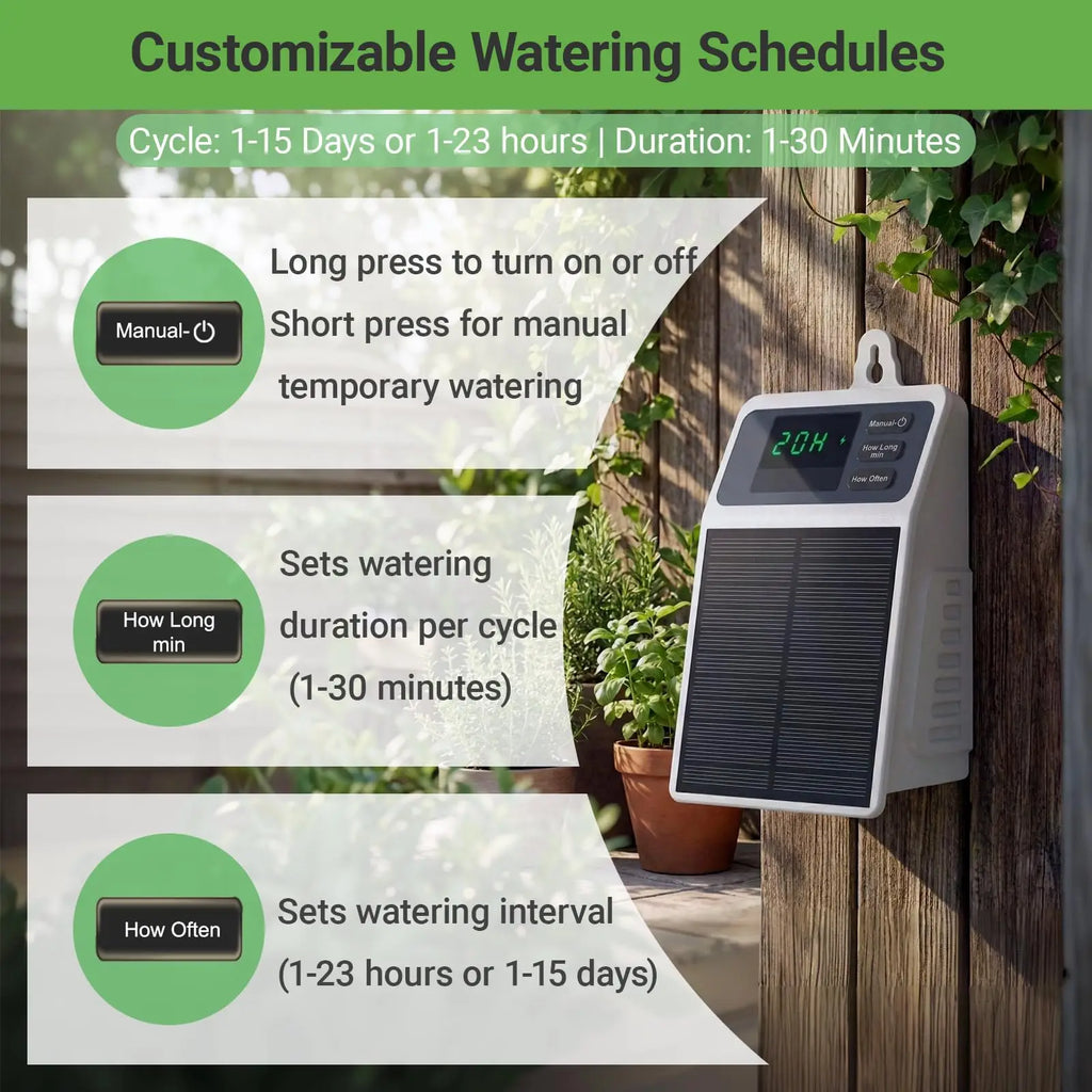 Upgraded Solar Drip Irrigation System Automatic Watering Plants Supplies for Home and Garden Balcony Greenhouse Hanging Plants