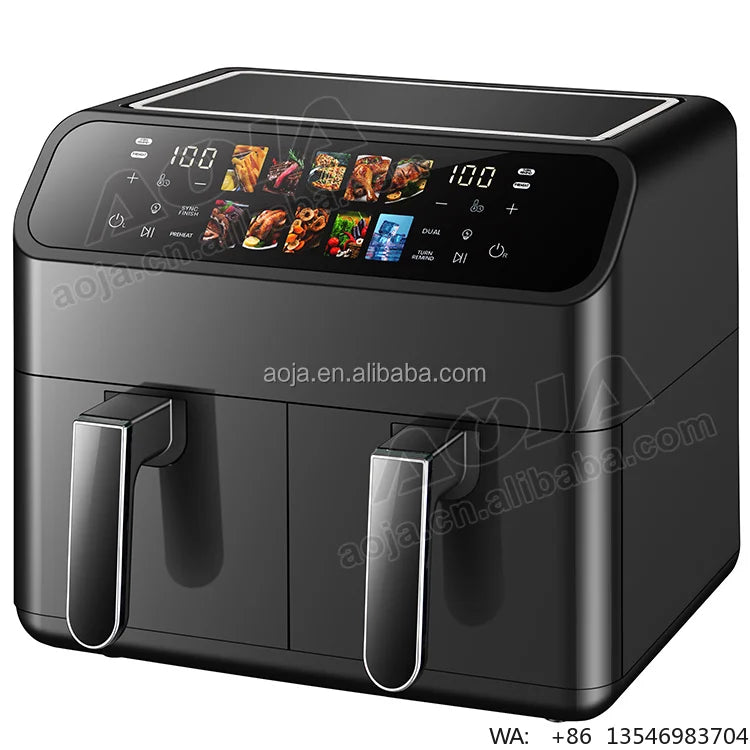 Professional 10L Digital Air Fryer Double Drawer Freidora De Aire Kitchen Appliances Dual Stainless Air Fryer With Visual Window