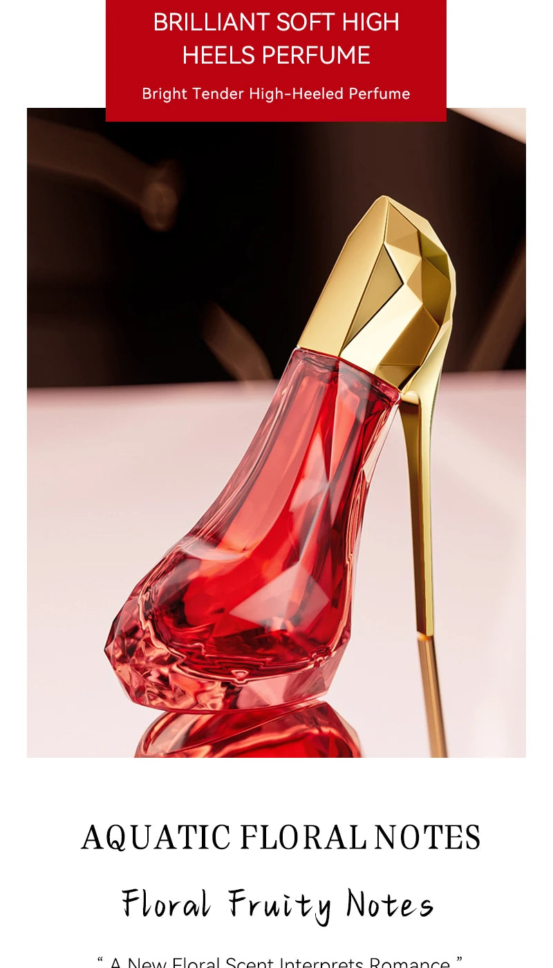 Brilliant Soft High Heel 30ml EDP: Women’s floral fruity perfume in a unique red stiletto bottle. Long-lasting scent.