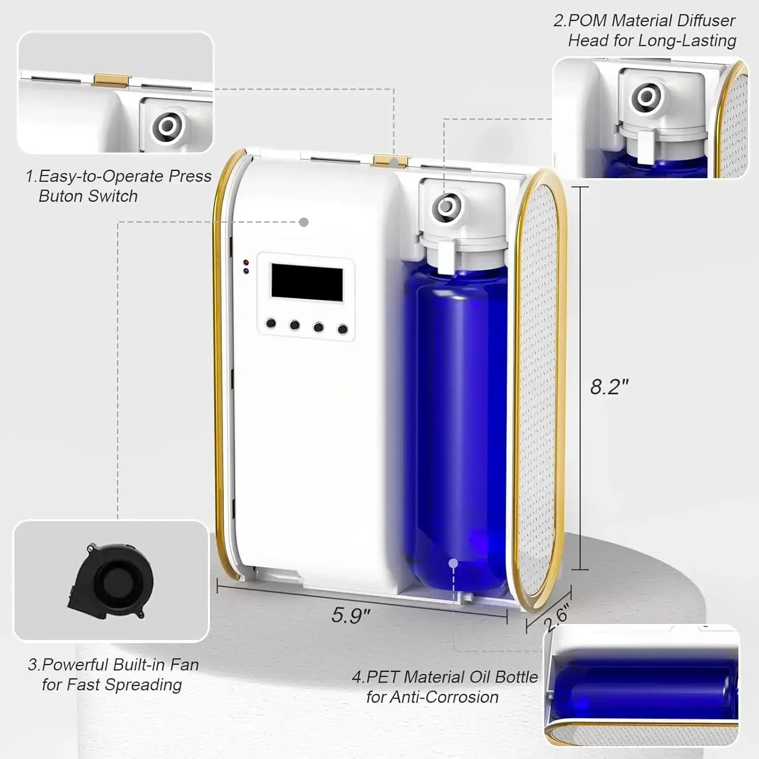 Waterless Room Fragrance Diffuser Smart Aroma Diffuser Machine Electric Smell for Home 500m³ Bluetooth Smell Distributor