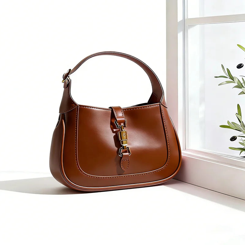 New High-quality Cowhide Women's Underarm Bag Handbag Zipper Opening Women's Bag Business and Casual Style