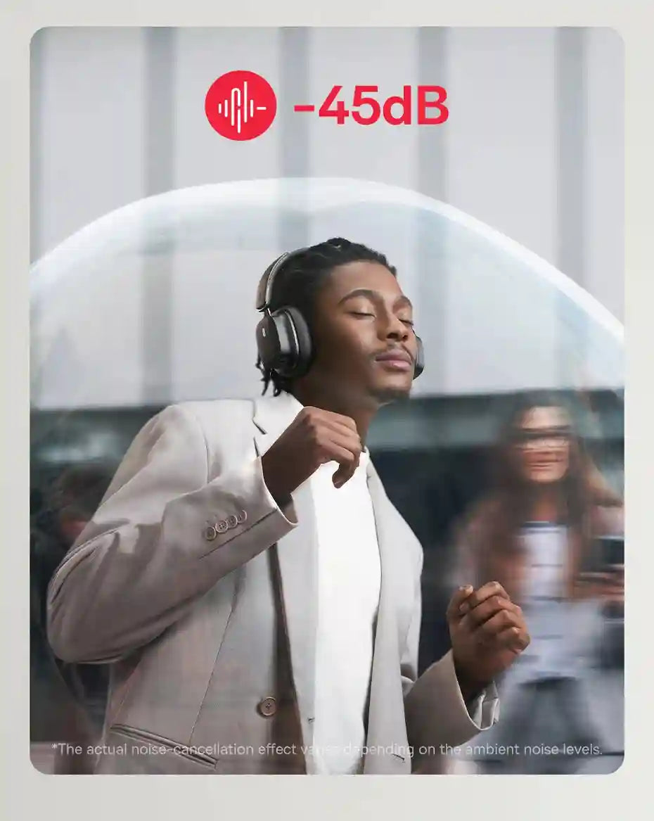 Wireless Headphones with Active Noise Cancellation & Spatial Audio - Black Tidesmit