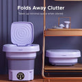 Tidesmit 8L foldable portable washing machine for underwear and socks, compact travel mini laundry bucket, front view.