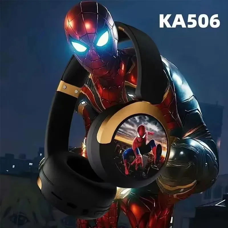 Spider Man Kids Wireless Headphones - Foldable Over-Ear Bluetooth Audio Tidesmit
