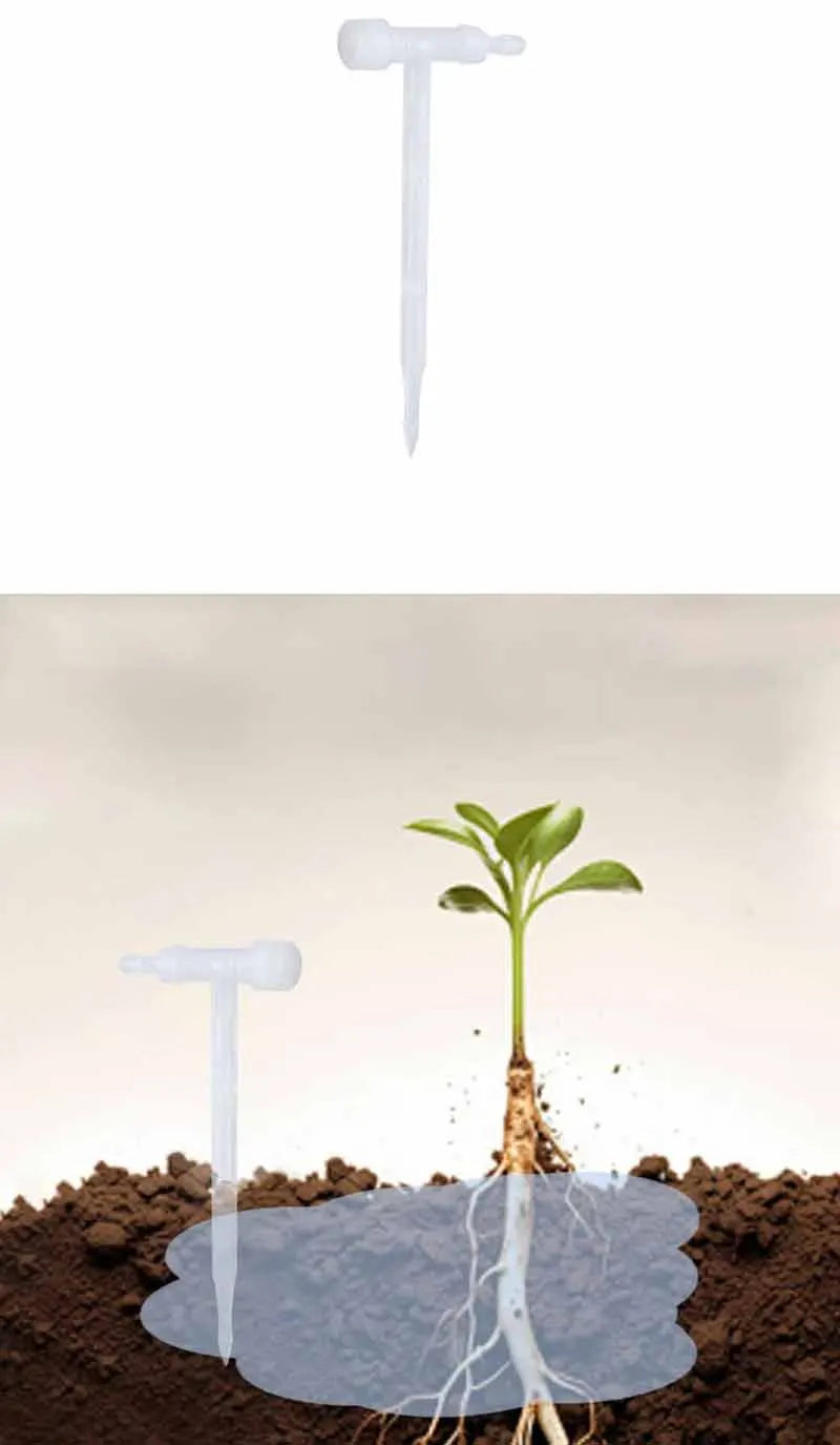 Solar drip irrigation valve controller with stake and T-connector, for adjustable watering