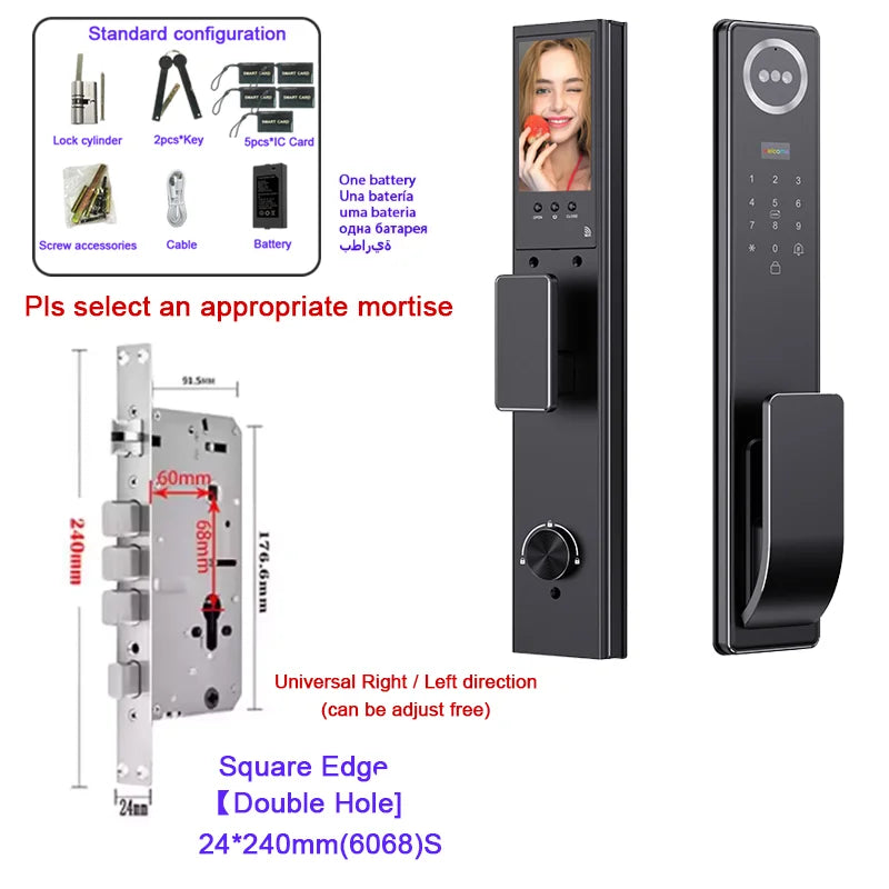 Outdoor Waterproof Lock Wifi Tuya APP Remote Voice Intercom Electronic Door Lock Face Fingerprint Smart Door Lock With Camera
