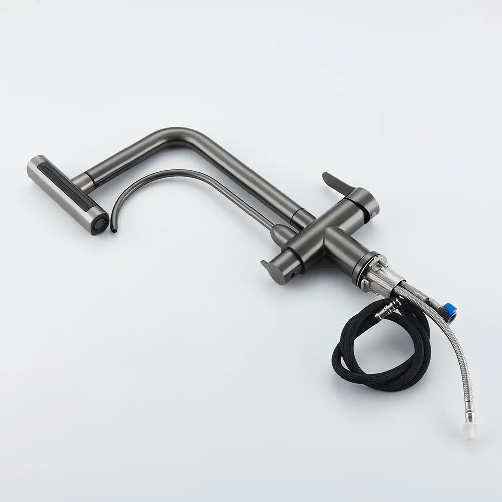 Waterfall Faucet 4 Modes Multi-functional Pure Hot Cold Water Kitchen Faucet Sprayer Sink Wash Tap 360° Rotation