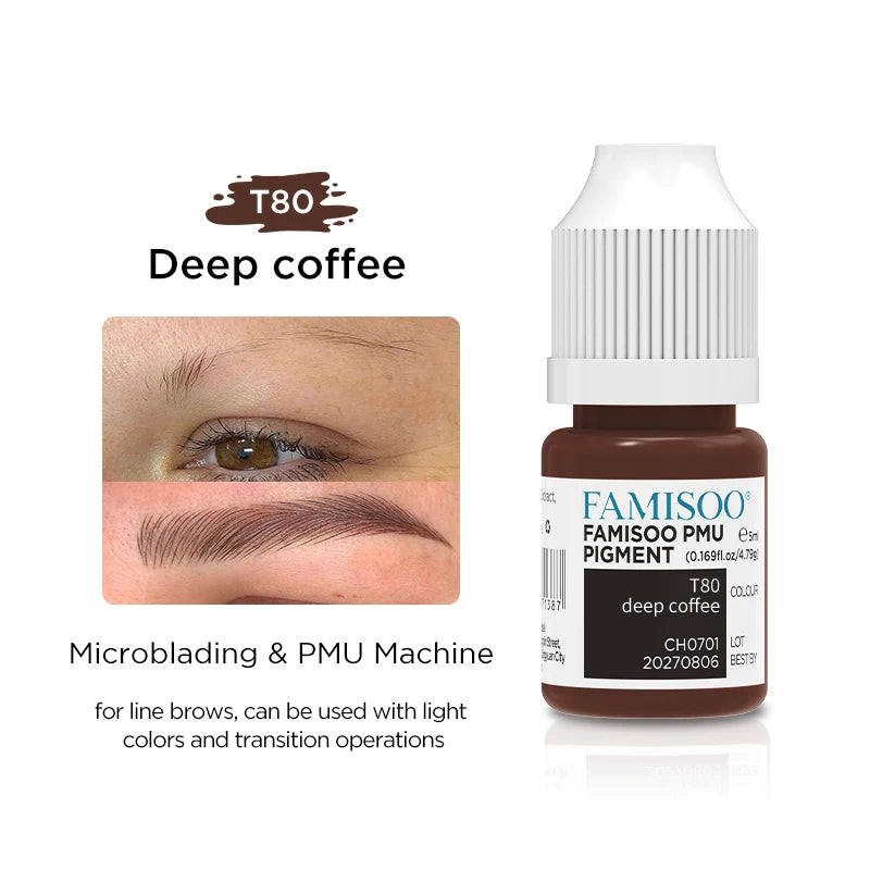 Professional Microblading Eyebrow Tattoo Ink - Long-Lasting 5ml Pigment Permanent Makeup Machines T80 Deep coffee China