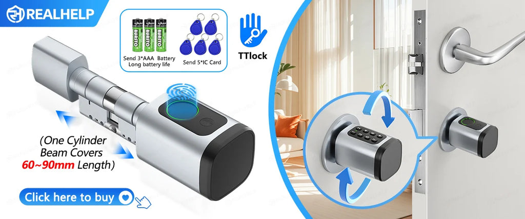 Fingerprint Smart Lock Code Cylinder with Bluetooth Tuya Smart Life App Remote Adjustalbe Cylinder Lock