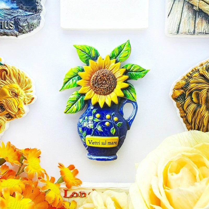 Vietri Sul Mare Fridge Magnet - Artisan 3D Ceramic Vase Souvenir Unique Italian Coastal Gift for Travel Mediterranean Home Decor