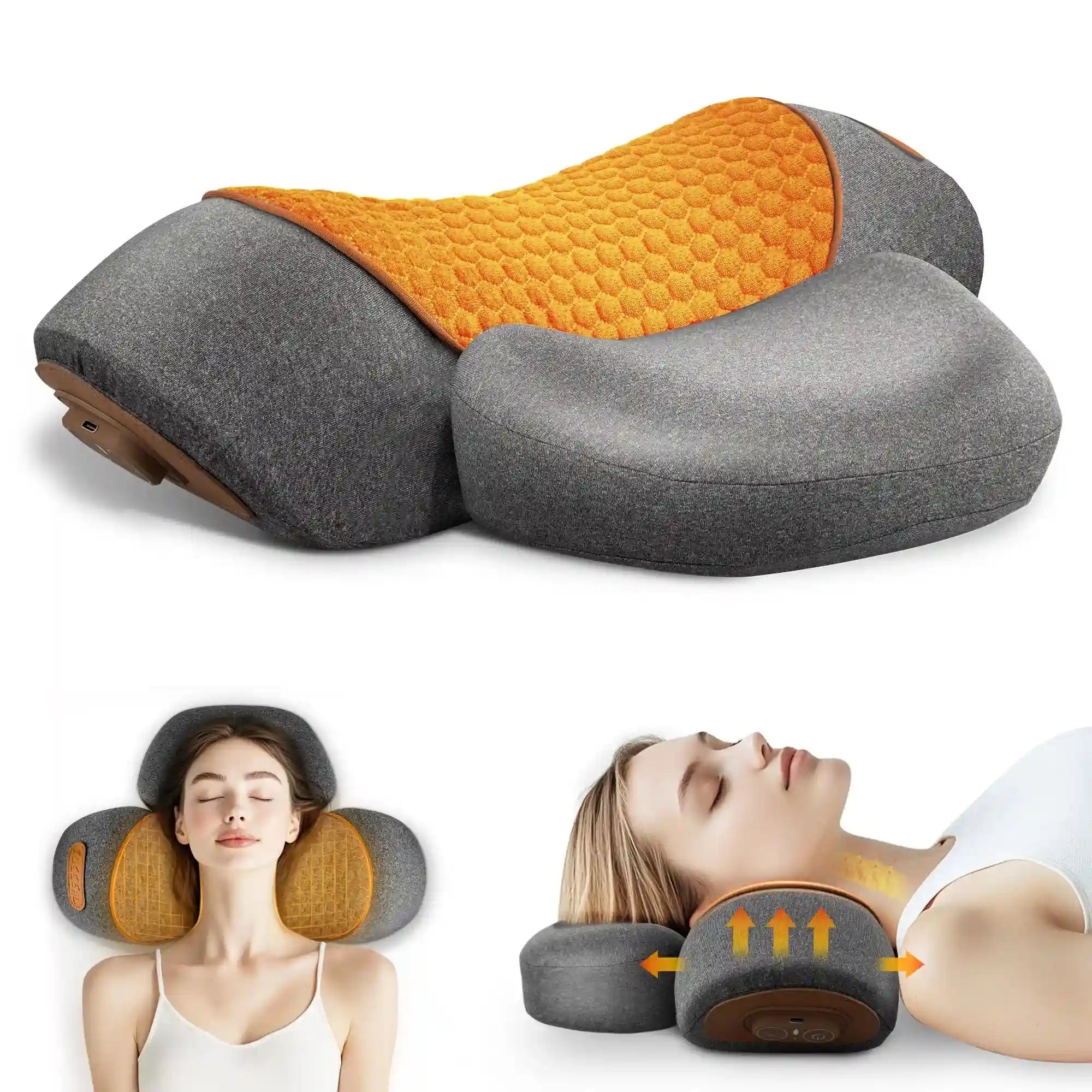 Electric Neck Massage Pillow with Heat and Vibration for Cervical Relief Massage Roller Tidesmit