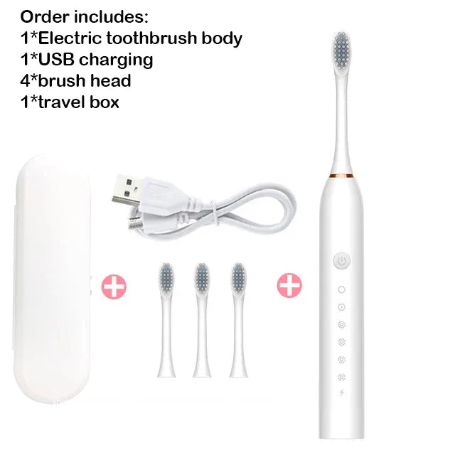Electric Toothbrush Smart Timing Tooth Brush USB Rechargeable Teeth Clean Whitening Sonic Toothbrush With Replacement Head