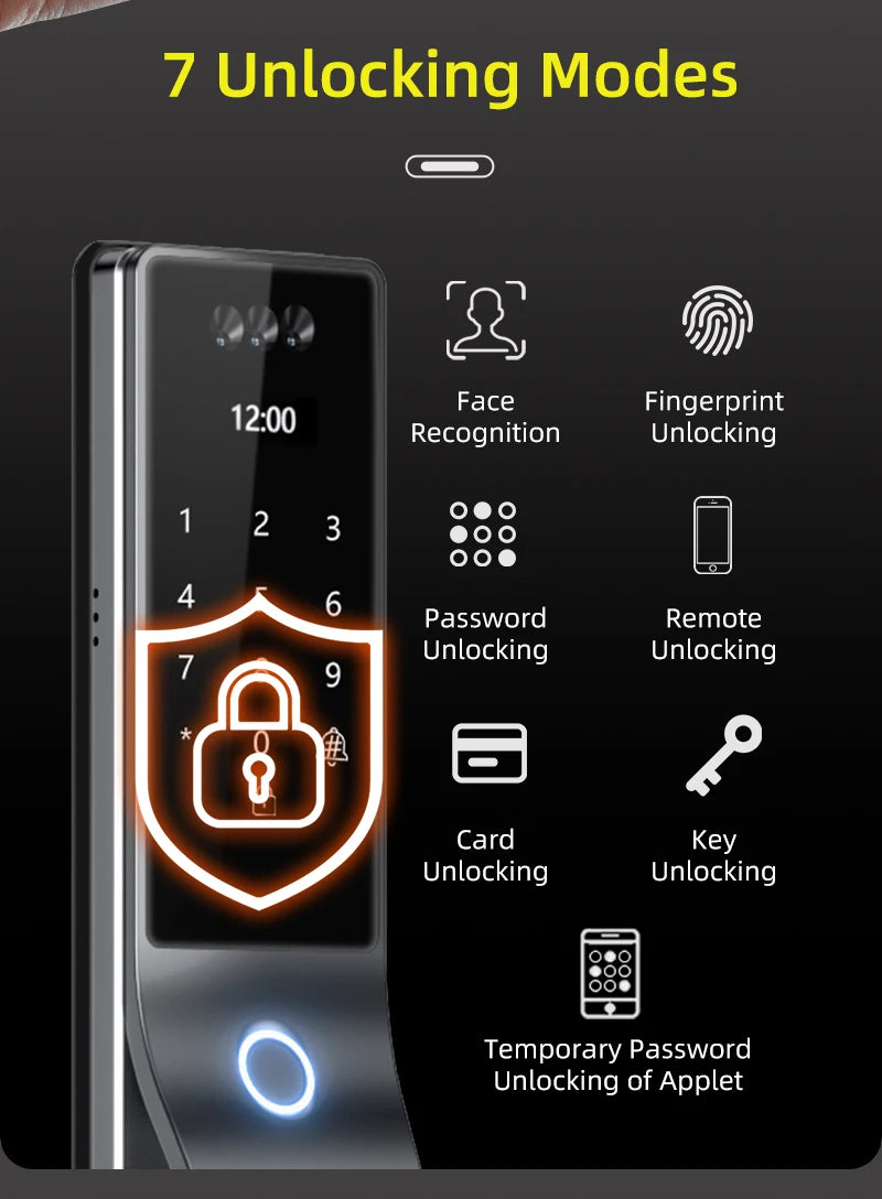 3D Face Recognition Digital Door Lock Unlock Smart Lock With Camera FIngerprint Password Unlock Keyless Electronic Door Lock