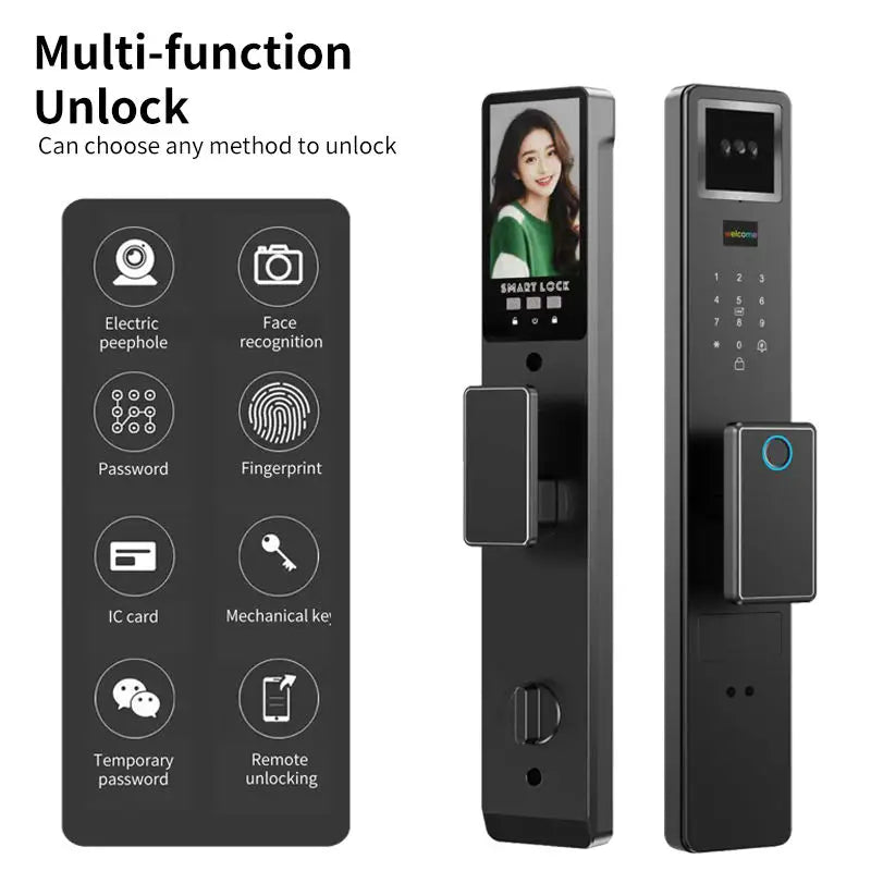 3D Face Recognition Tuya Video Intercom Security Fingerprint Card Unlocking Smart Home Camera Door Lock 9 Languages