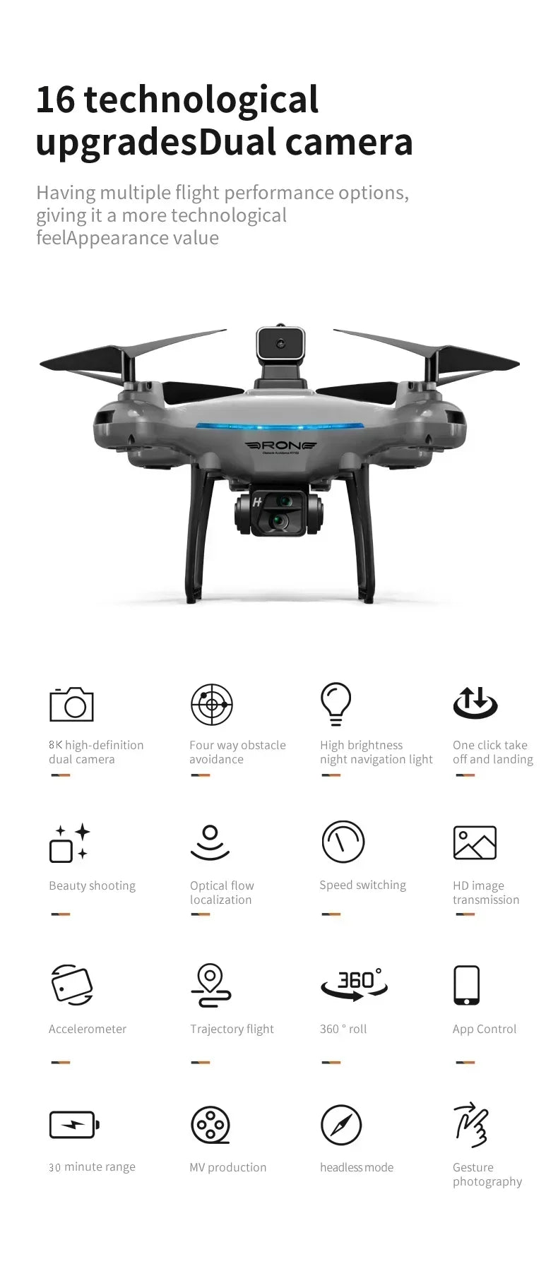8K Camera Drone with Dual Lens Obstacle Avoidance - Foldable Quadcopter Tidesmit