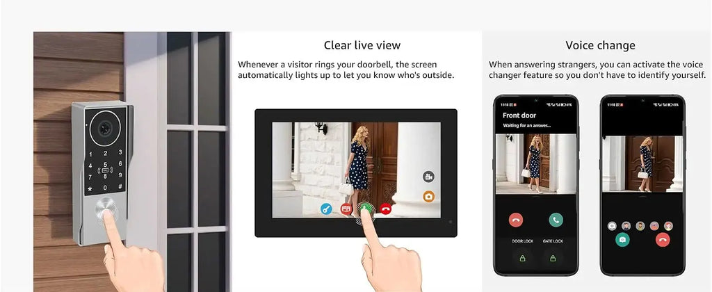 7/10inch Touch Screen 5G WiFi Video Doorbell 2-Wire TUYA Smart 1080P Camera Video Doorphone Intercom Password IC Card APP Unlock