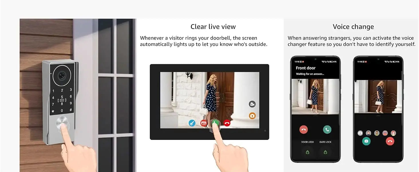 7/10inch Touch Screen 5G WiFi Video Doorbell 2-Wire TUYA Smart 1080P Camera Video Doorphone Intercom Password IC Card APP Unlock