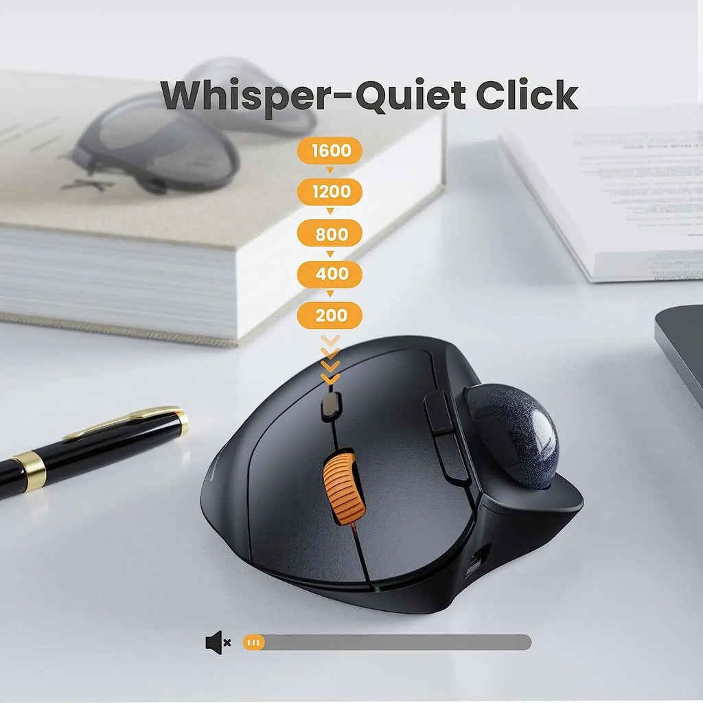 ProtoArc Wireless Trackball Mouse 2.4g Ergonomic Rollerball Mouse Rechargeable Bluetooth Computer Mice 3 Device Connection