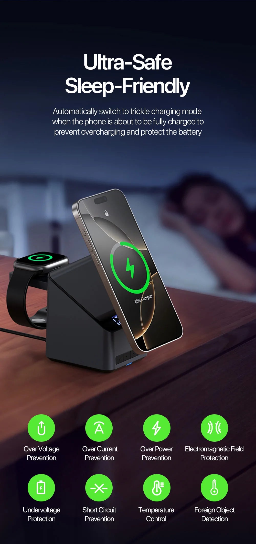 4 in 1 Wireless Charger: Qi Certified Fast Charging Station for Apple Tidesmit
