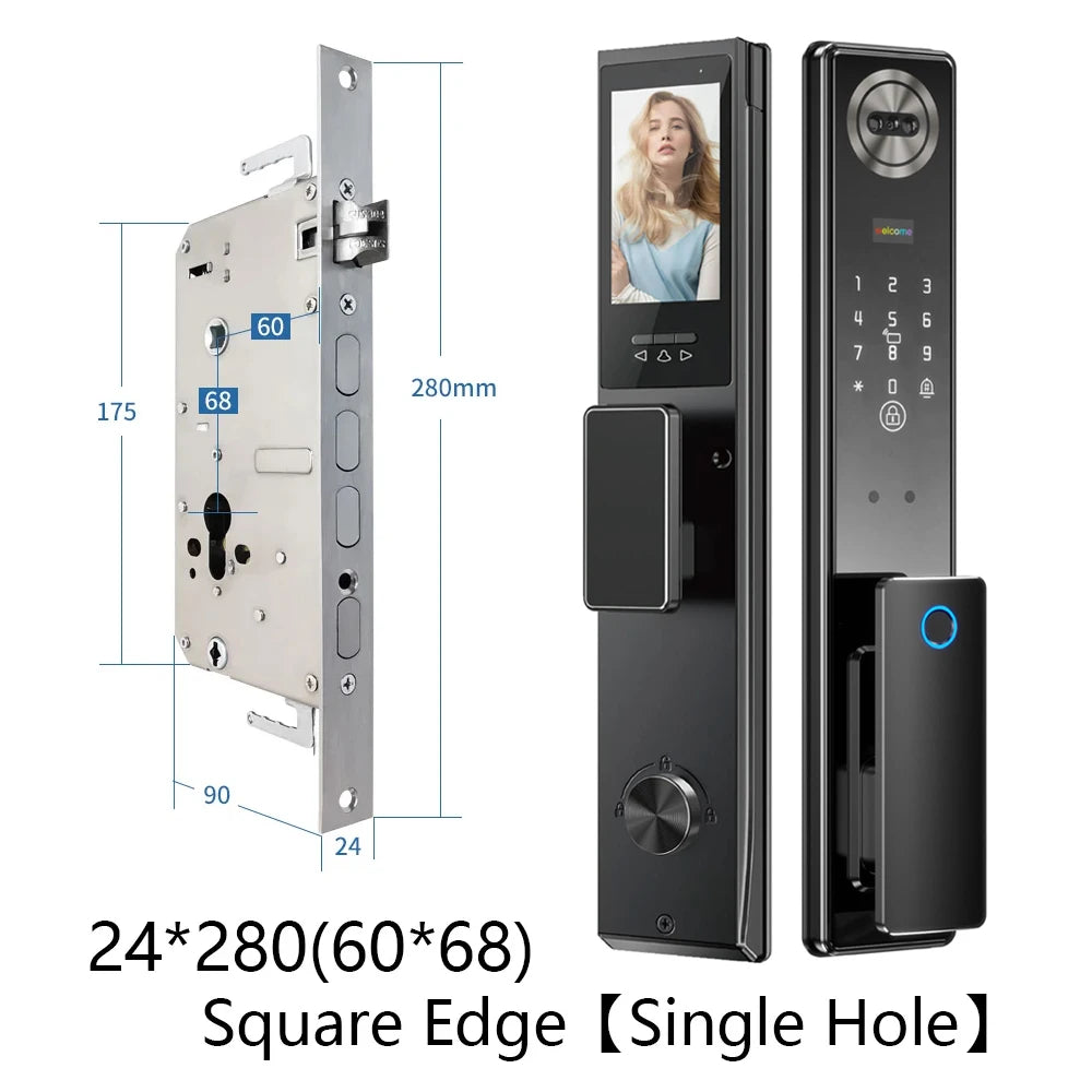 SANKESONG 3D Face Recognition Smart Door Lock,Palm Vein Recognition Video Smart Lock with Camera,Build-in WiFi,APP Control