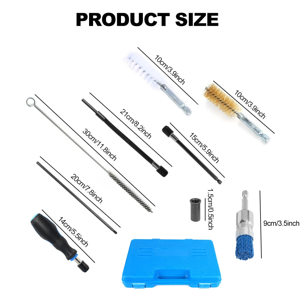 Podofo Universal Diesel Injector Seat Port Cleaning Tool Kit 19Pcs Decarbonising Fuel Nozzle Repair Tool Set