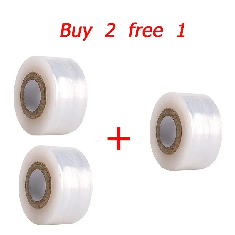 Set of grafting tape rolls in clear white transparent film, three rolls shown