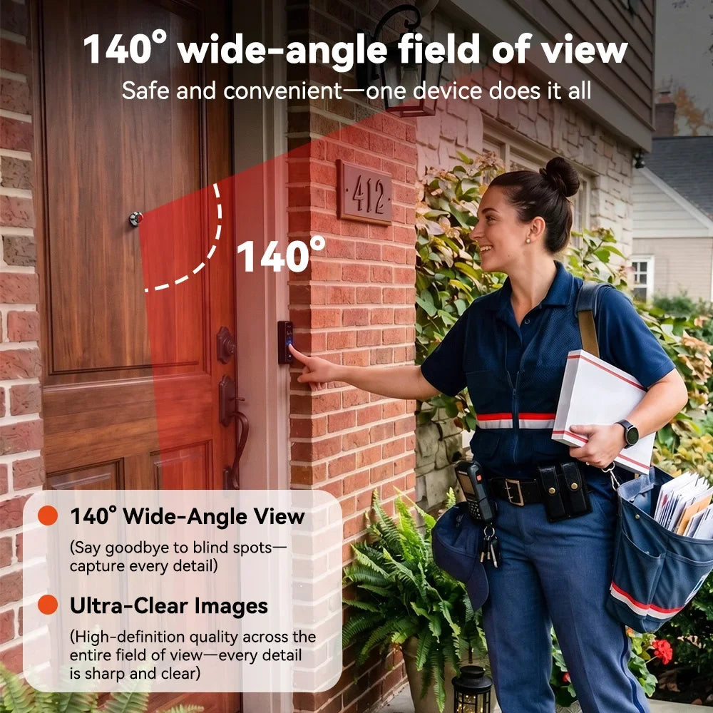 5 Inch WiFi Tuya Video Doorbell 1080P HD Peephole Camera 140° Wide Angle PIR Motion Detection Two-Way Talk Night Vision Monitor