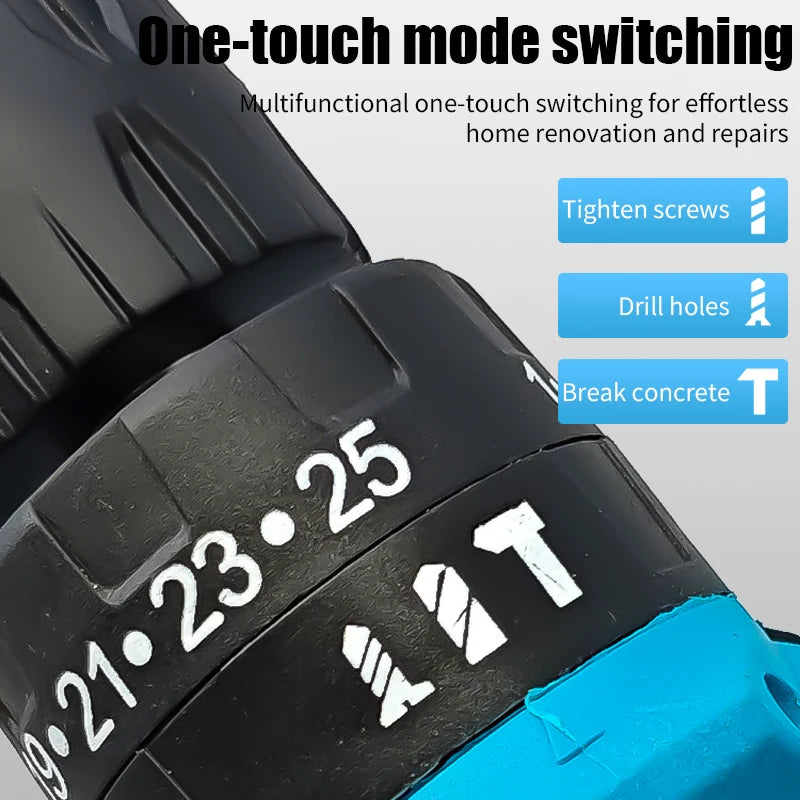 Mamidw 3/8'' 10mm Chuck Cordless Power Drill 25N.M 1150RPM Electric Screwdriver Drill for Daily Home Improvement Woodworking Tasks, For Makita 18V Battery PIN