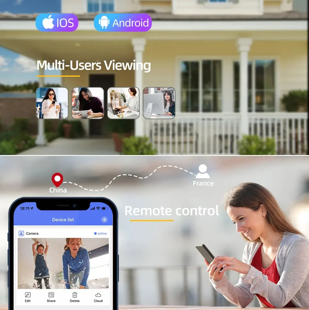 4K 8MP Tuya Dual Lens WIFI Camera PTZ Outdoor Dual Screen Ai Human Auto Tracking Security Camera Surveillance with Alexa Google
