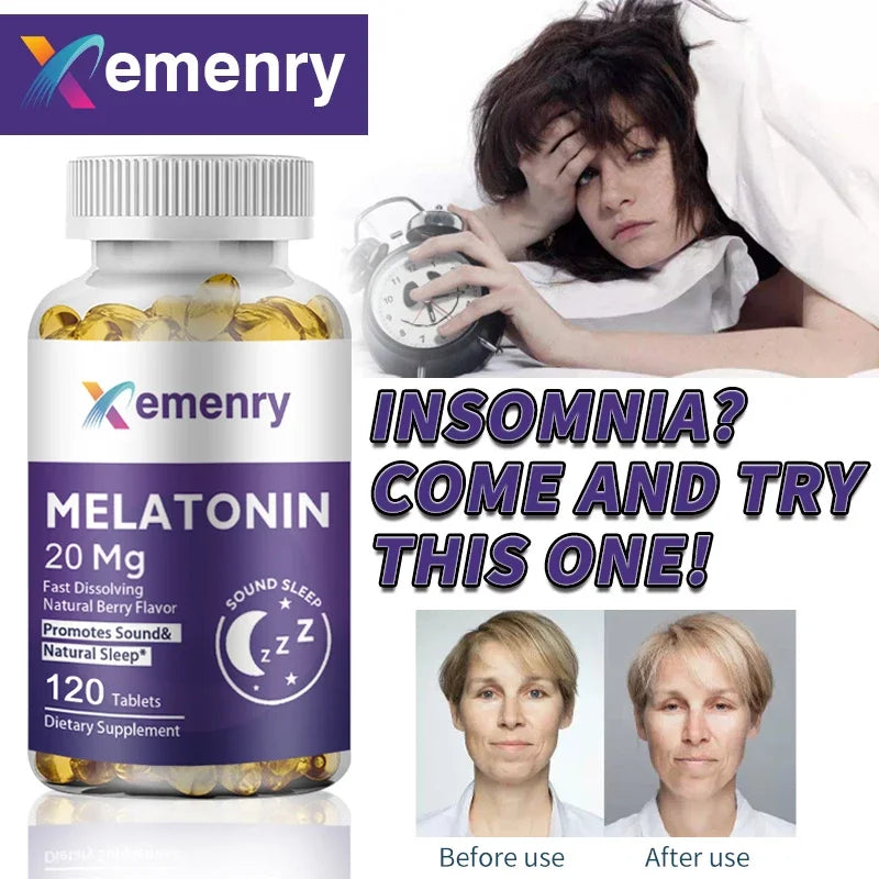 Melatonin Capsules - Sleep Dietary Supplement, to Promote Sleep Quality, Help Deep Sleep