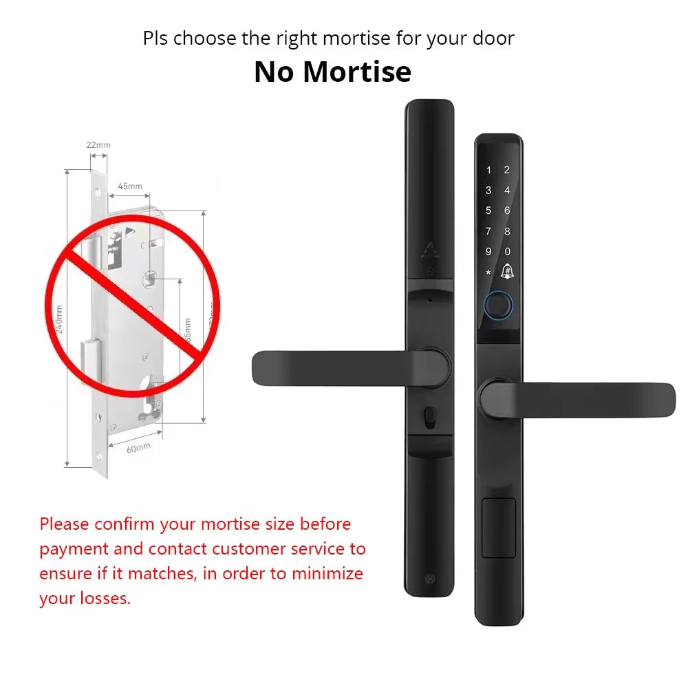 IP65 Waterproof  Outdoor Smart Lock with Keyless Entry Door Lock Handle Ultra-thin Biometric Door Lock Free App Remote  Control