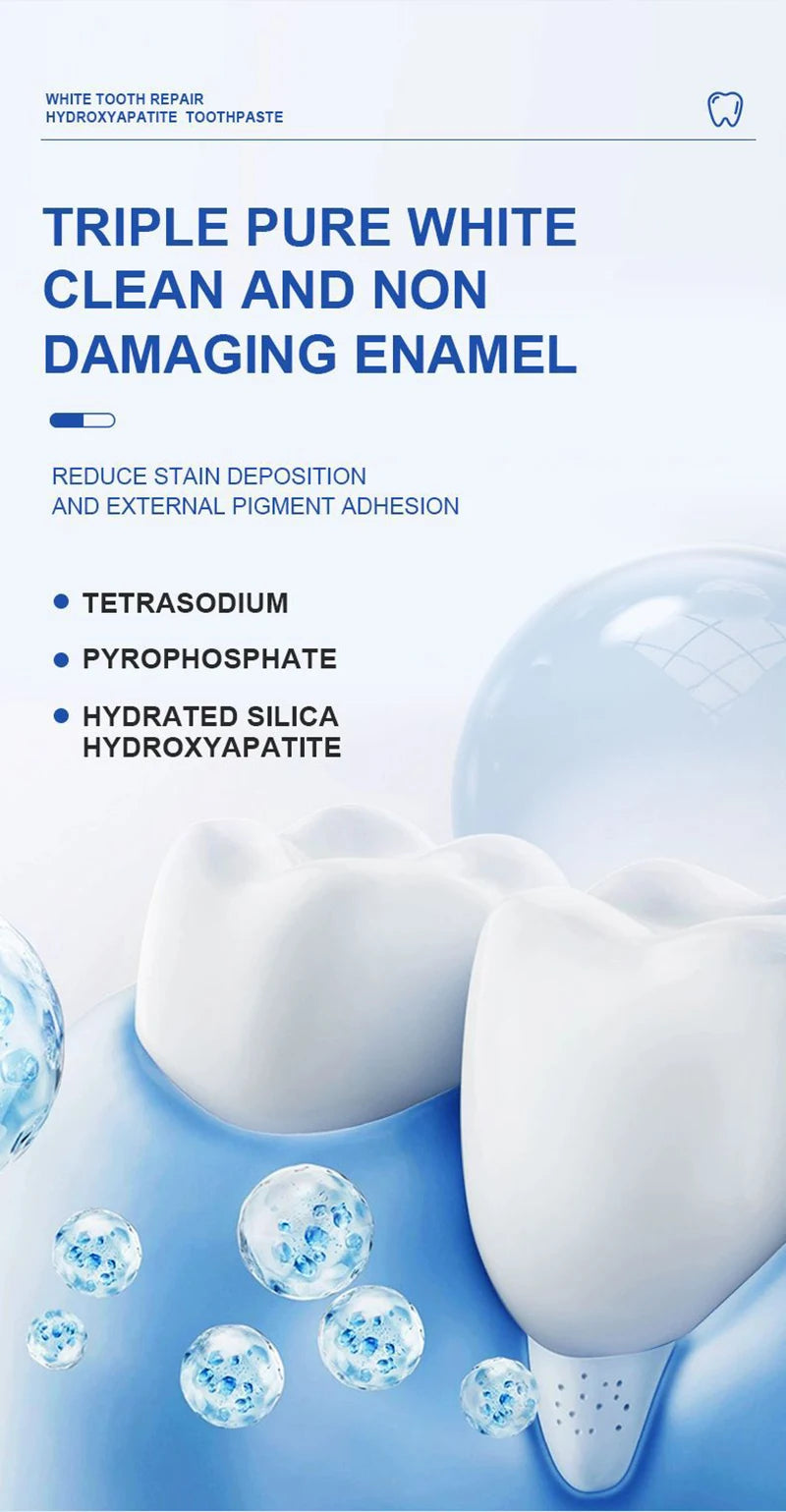 Tidesmit whitening toothpaste with hydroxyapatite for plaque removal, gum health, and fresh breath.