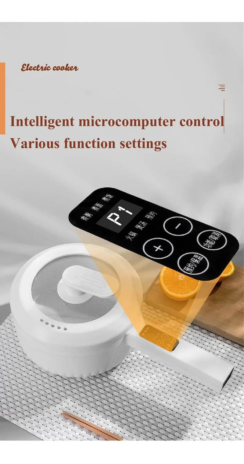 Electric cooking pot base with LED control panel and function buttons