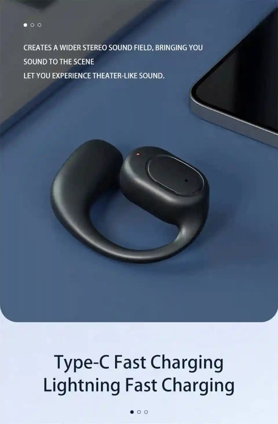 Wireless Single Earbud with Earhook - Bluetooth 5.3 Black - Tidesmit Tidesmit