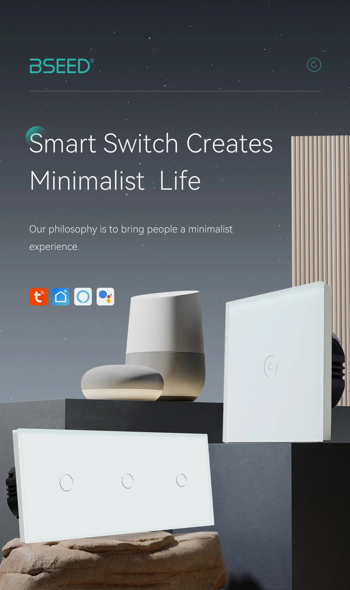 WiFi Smart Light Switch - Glass Touch Panel | Tidesmit Home Automation Tidesmit