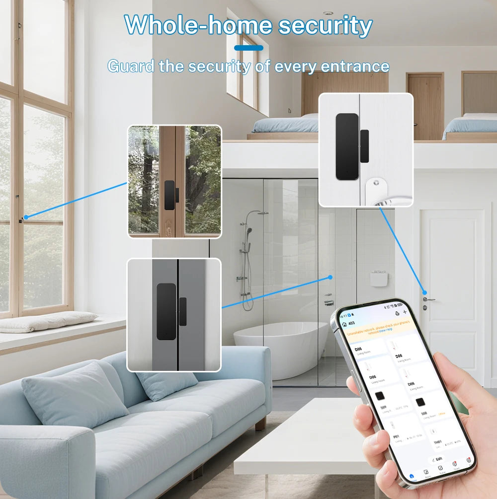 Zigbee Door Sensor Smart Contact Monitor for Home Security Tidesmit