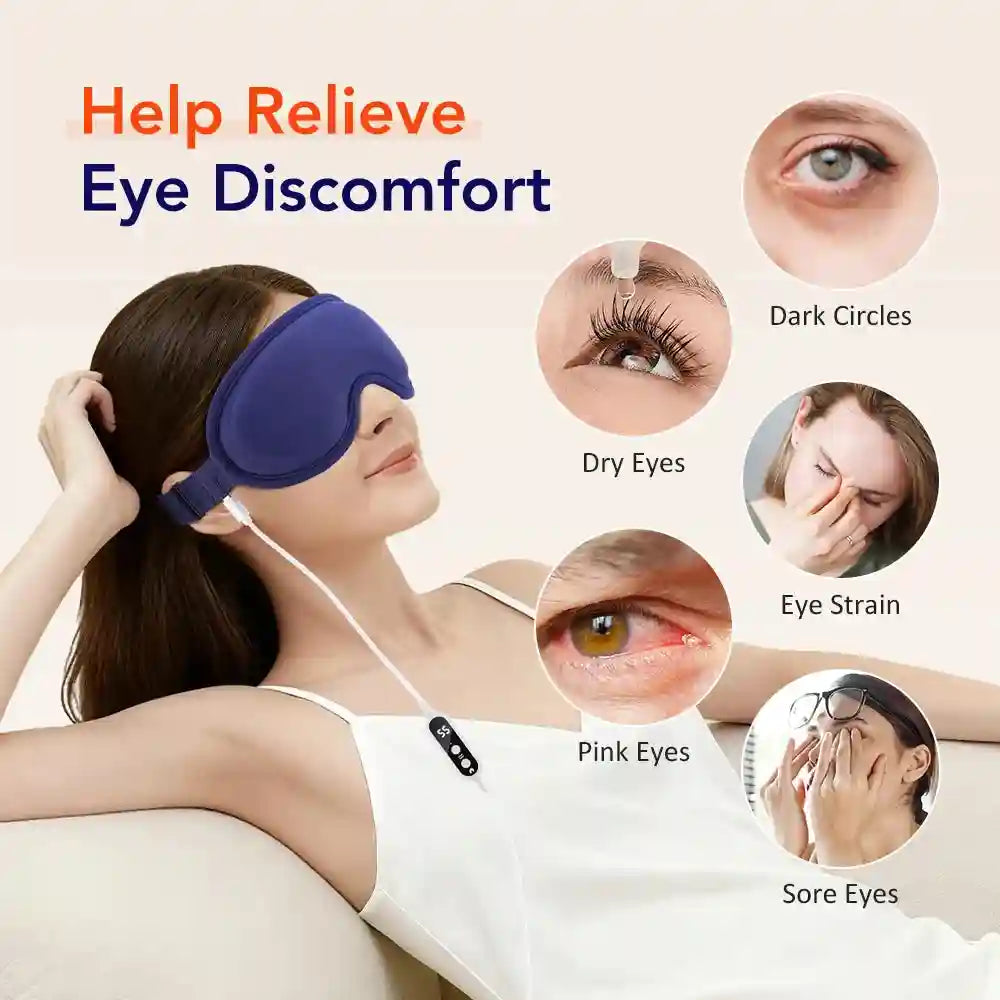 Electric Steam Eye Mask with 3D Vibration Massage - Blue Eye Massage Instrument Tidesmit