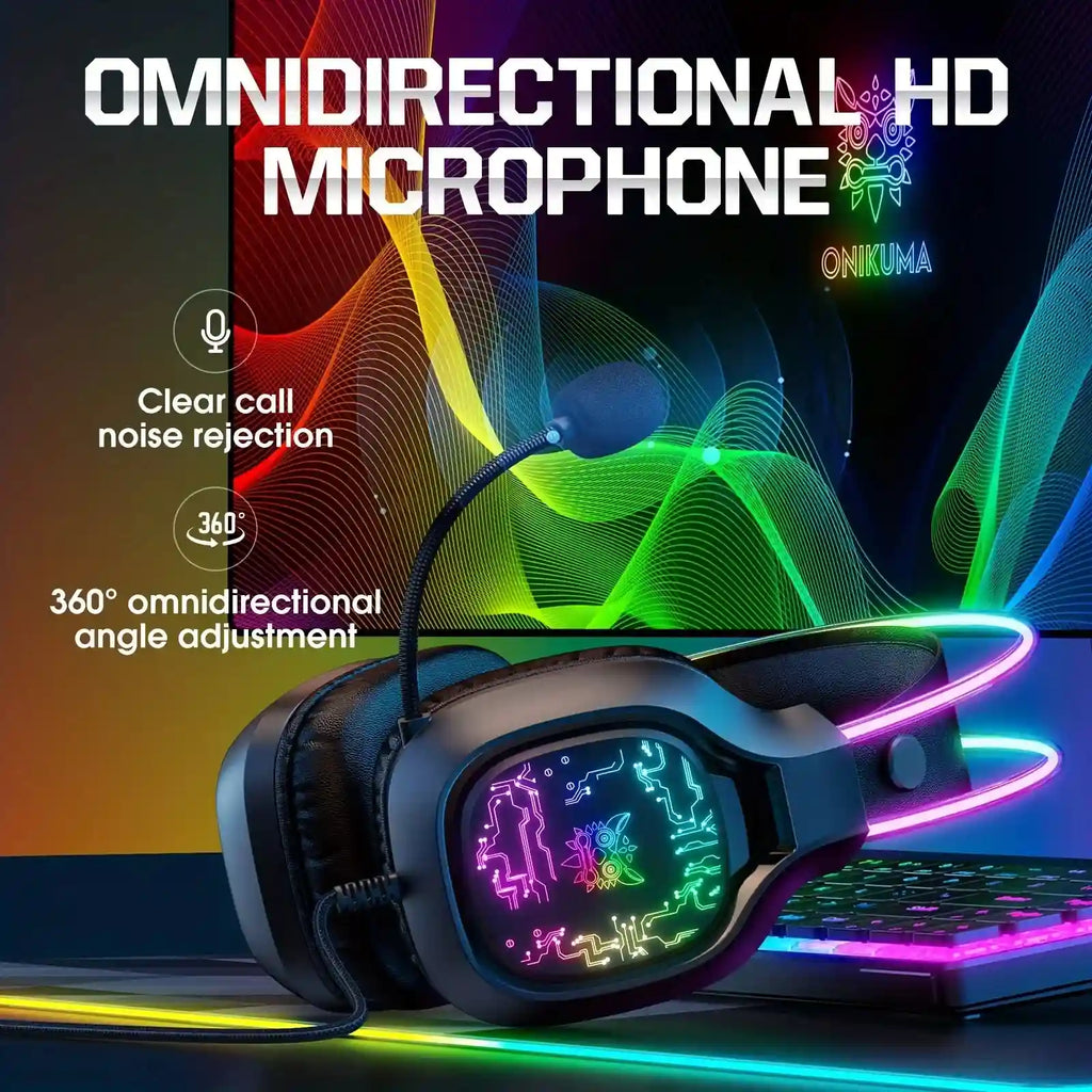 Gaming Headset with Noise-Canceling Mic - Over-Ear PC Audio Tidesmit
