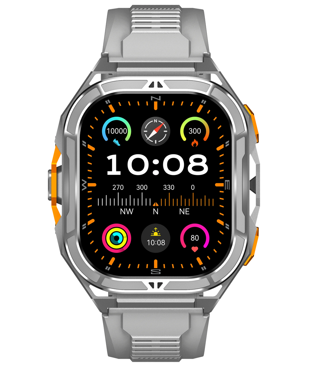 YLL-HRS X05 Smart Watch-AMOLED Square Display Android OS GPS Navigation SOS Button Heart Rate Sleep Activity Tracker Qibla Direc