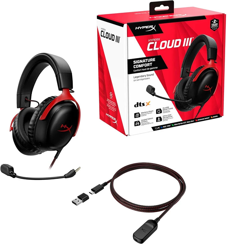 HyperX Cloud III Wired Gaming Headset - DTS Audio Black-Red C3 black-red Tidesmit