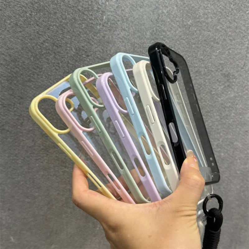 iPhone 16 Shockproof Case with Lanyard - Clear Slim Fit Acrylic Bumper Tidesmit