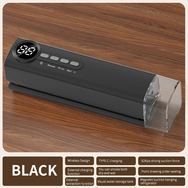 Portable Vacuum Sealer Machine 62kPa Rechargeable Food Vacuum Sealing Machine 150mm Heat Sealer with 3 Temperature Levels
