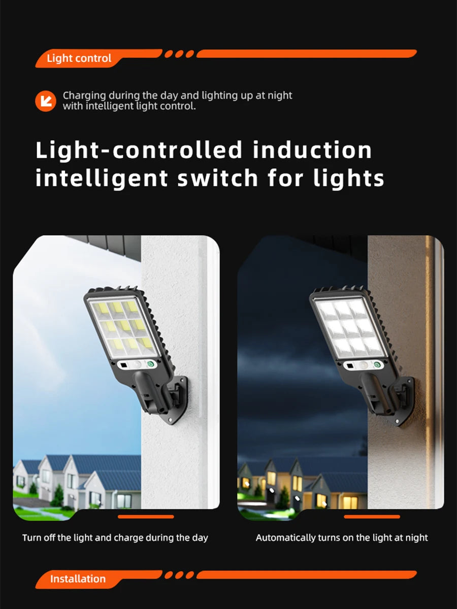 Solar Outdoor LED Wall Light Human Body Motion Sensor 3 Modes IP65 Waterproof Solar Garden Lamp Auto Charging Waterproof Outdoor Street Lantern for Yard Courtyard Garage Terrace Patio Home Exterior Decor Security Night Light
