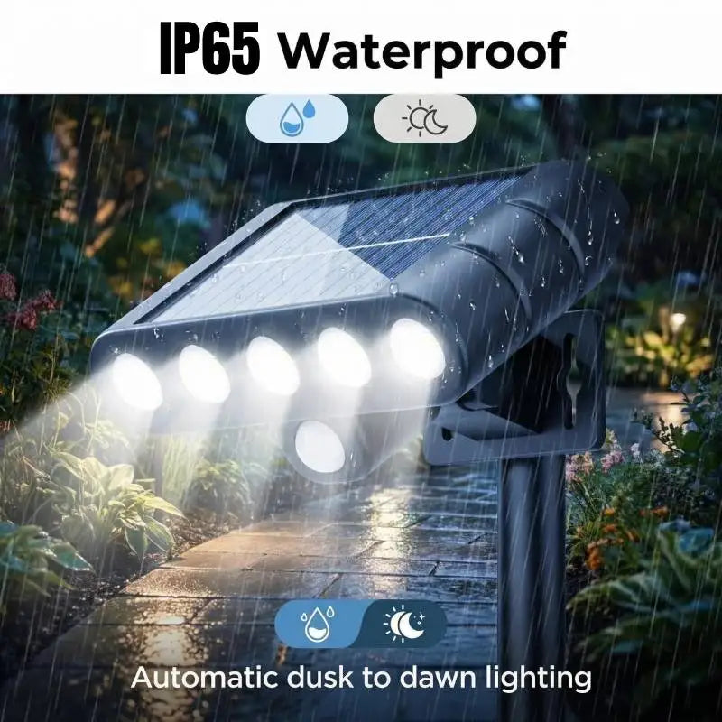 4PCS Solar Powered Outdoor Wall Light 3 Modes Security Lamp for Patio Garden Porch Fence Corridor Balcony 5 LED Bulbs Motion Sensor Solar Pathway
