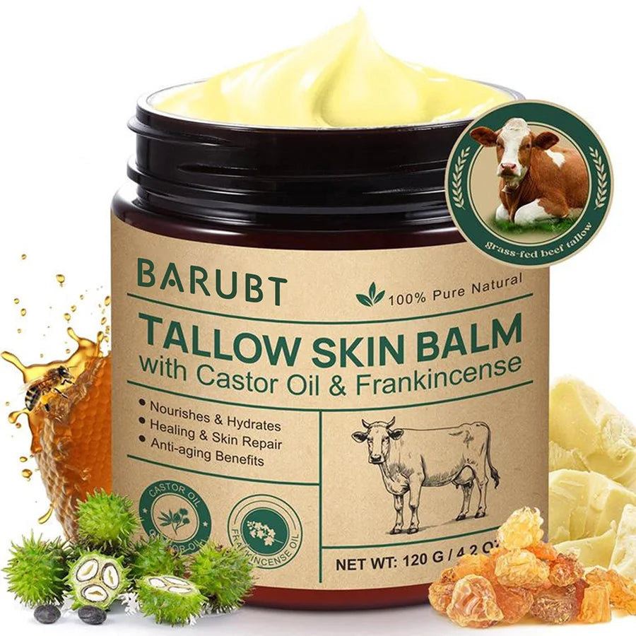 Natural Tallow Face Moisturizer Beeswax Grass-Fed Whipped Tallow Honey Cream Moisturizing Nourish Fast Absorbing Body Skin Care